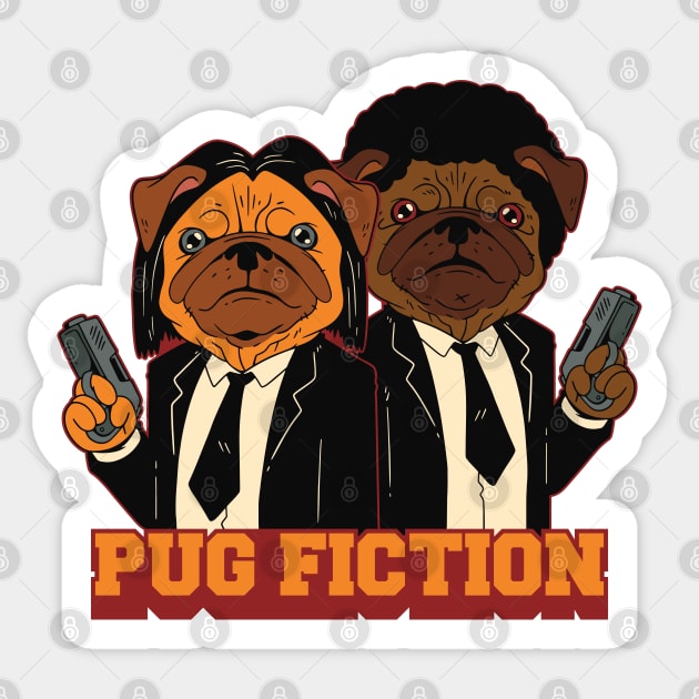 Pug Fiction Movie Parody Sticker by HiFi Tees